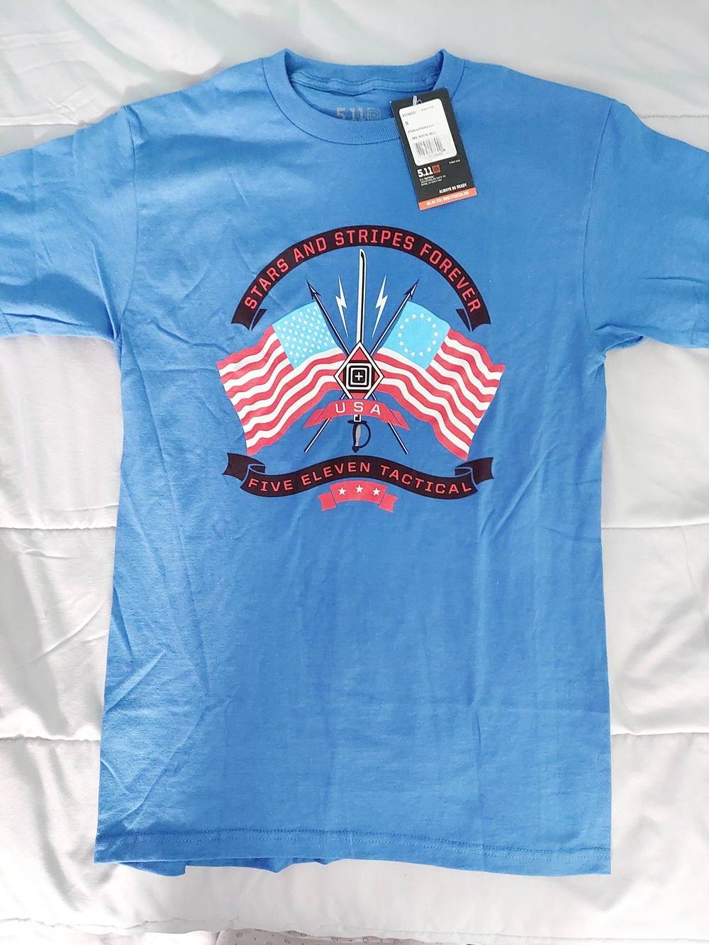 5.11 Tactical Blue 'Stars and Stripes Forever' Graphic Tee Boys Size Small NWT